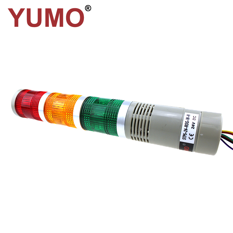 YUMO STP5-24-ROG 50mm Buzzer 24VDC 3layer LED Signal Tower Flashing Warning Light